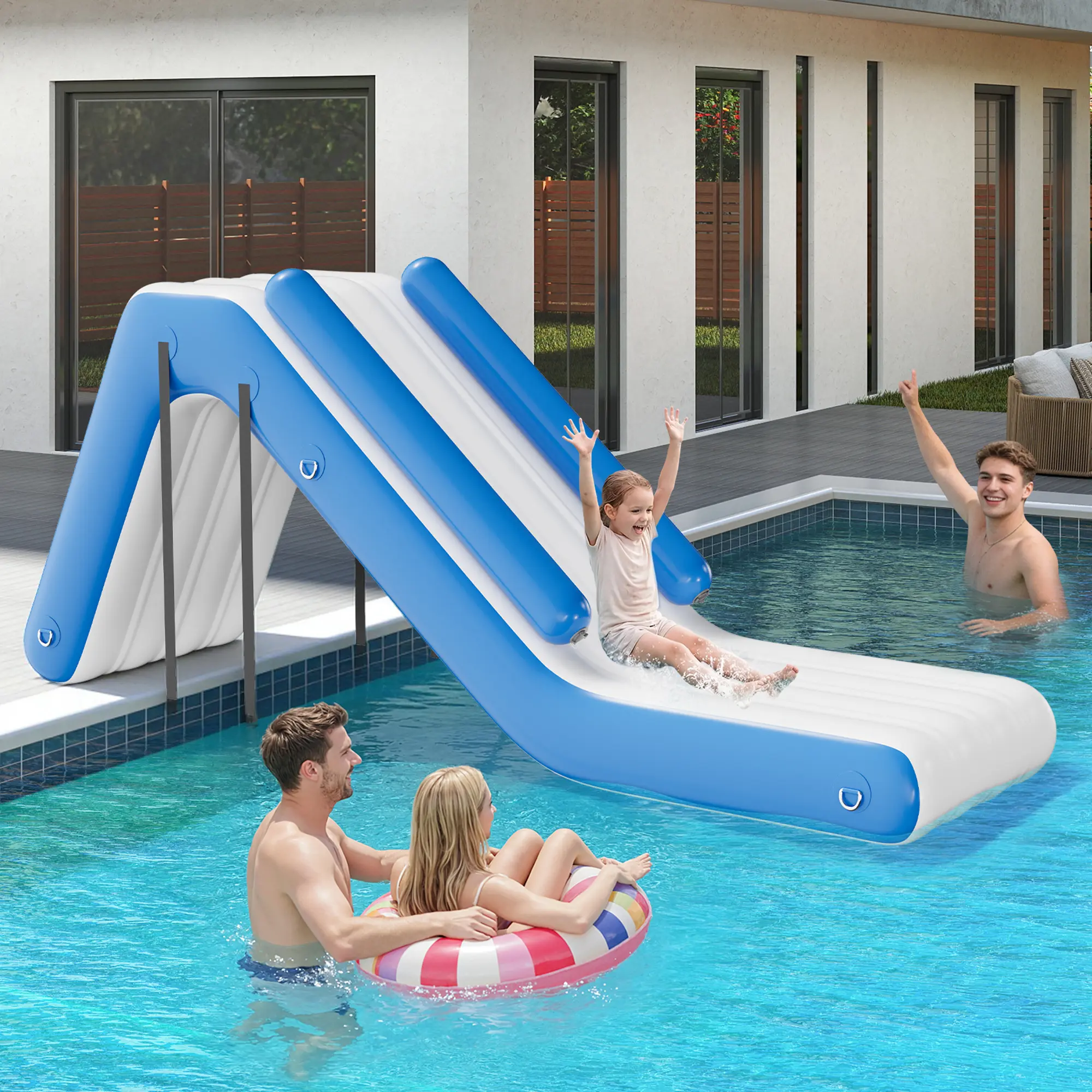 [SummerSale] ALBOTT Inflatable Water Slide for Adults & Kids, Outdoor Waterfall Lake & Boat Slide, Easy Setup Floating Water Fun, Slide Water Slides, Waterslide Water Slides