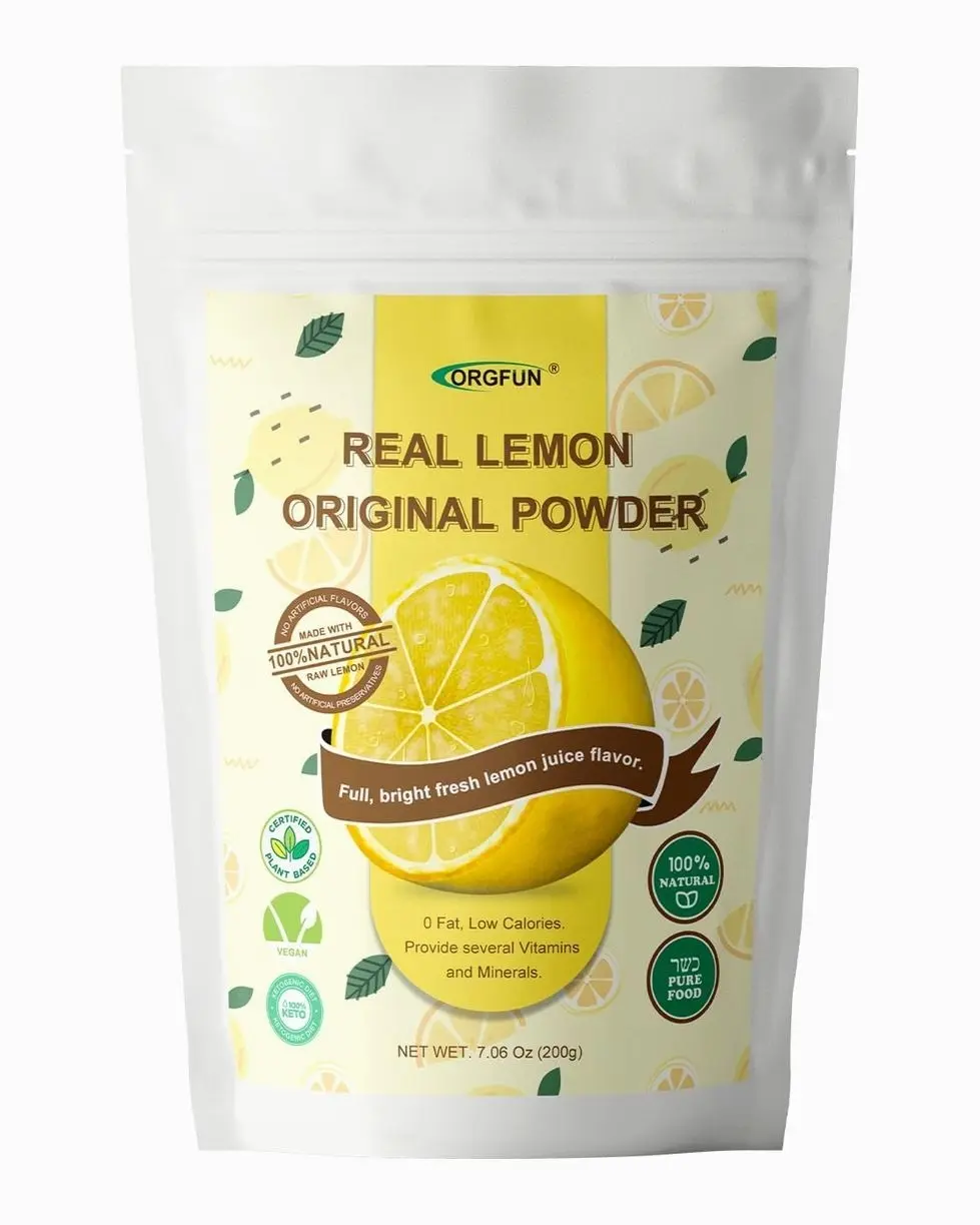 ORGFUN Original Lemon Powder, Freeze Dried Lemon Juice Powder, Great for Beverages, Smoothies, Baking 7.06 Oz