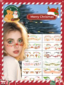 Christmas Series Tattoo Stickers, Cute Cartoon Christmas Tree Bell Snowflake Gingerbread Man Snowman, Perfect Party New Year Holiday Gift