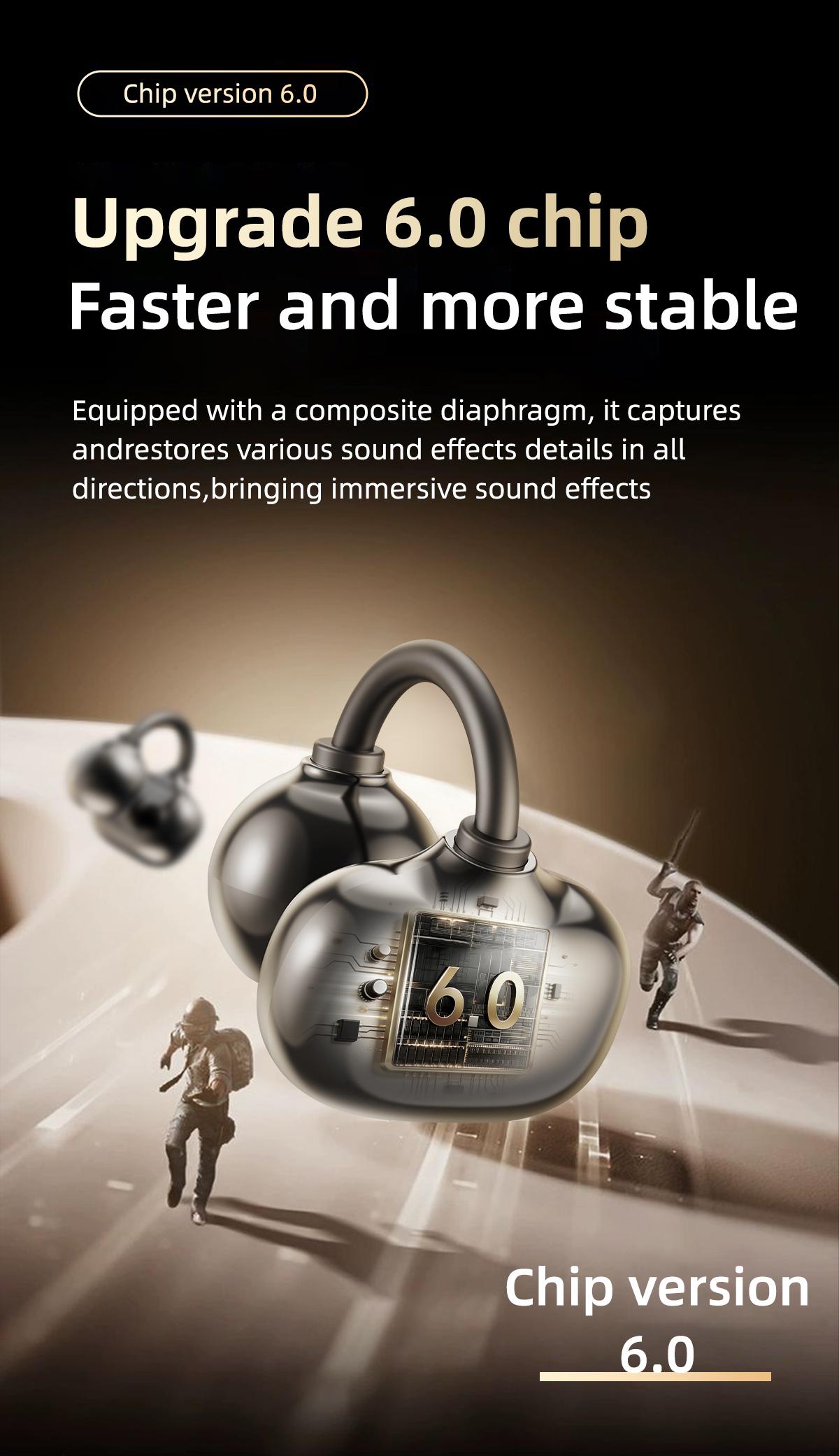 Upgraded Clip-On Earbuds Comfortable fit &The Ultimate Unzip Tool,360-degree twist-off cap,Crystal-Clear Sound, Bluetooth 6.0 Wireless Headphones,Ideal for Small Ears,Sports,Glasses outdoorfun