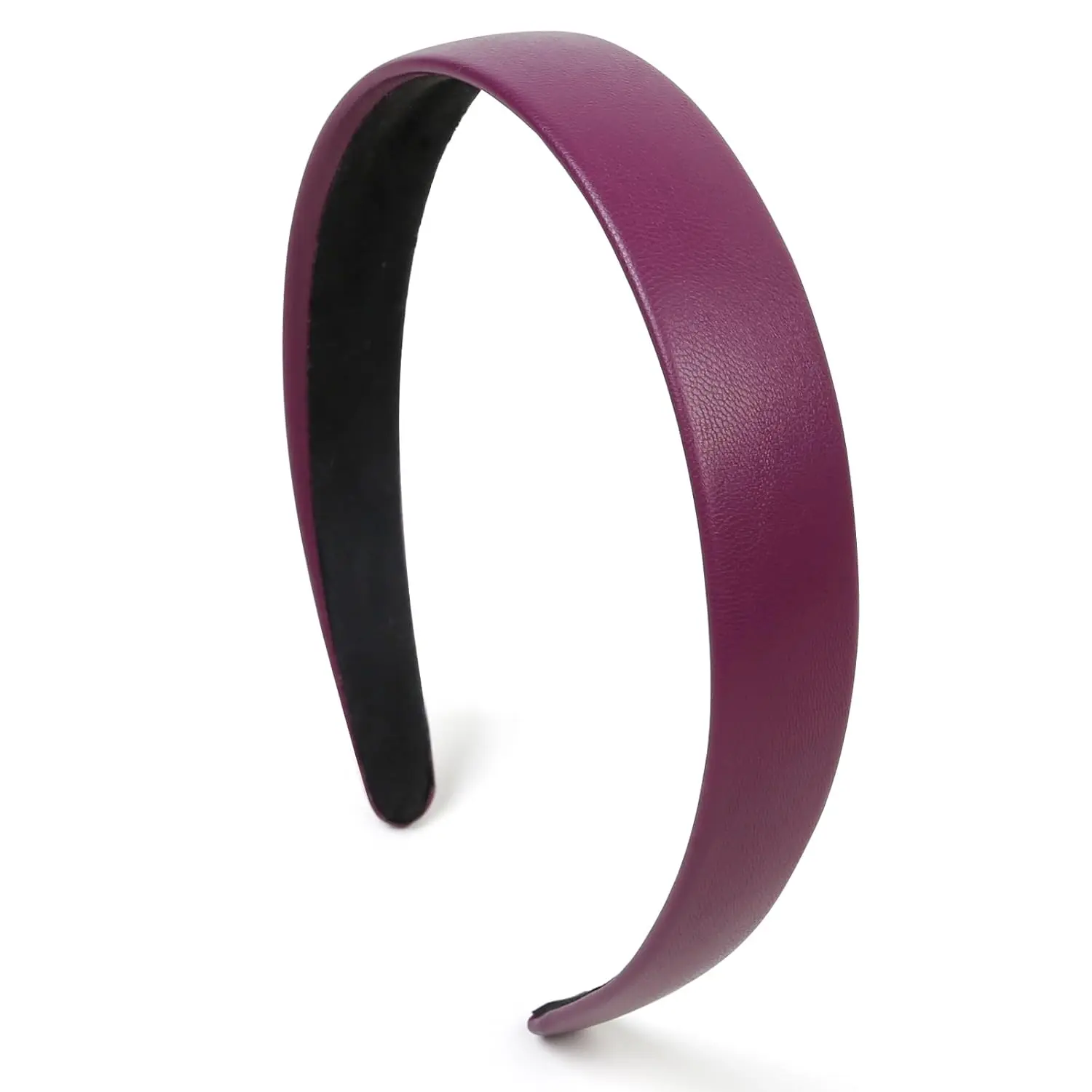 Purple Headbands for Women Deep Purple Hairband Faux Leather Headband for Women and Girls Plastic Hard  Band Solid Colors 1 Inch Thin Hair Bands