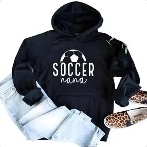 Personalized Soccer Nana Hoodie Fitted Long Sleeve Casual Autumn Medium Length Game Day Grandma Gift with Soccer Ball Graphic