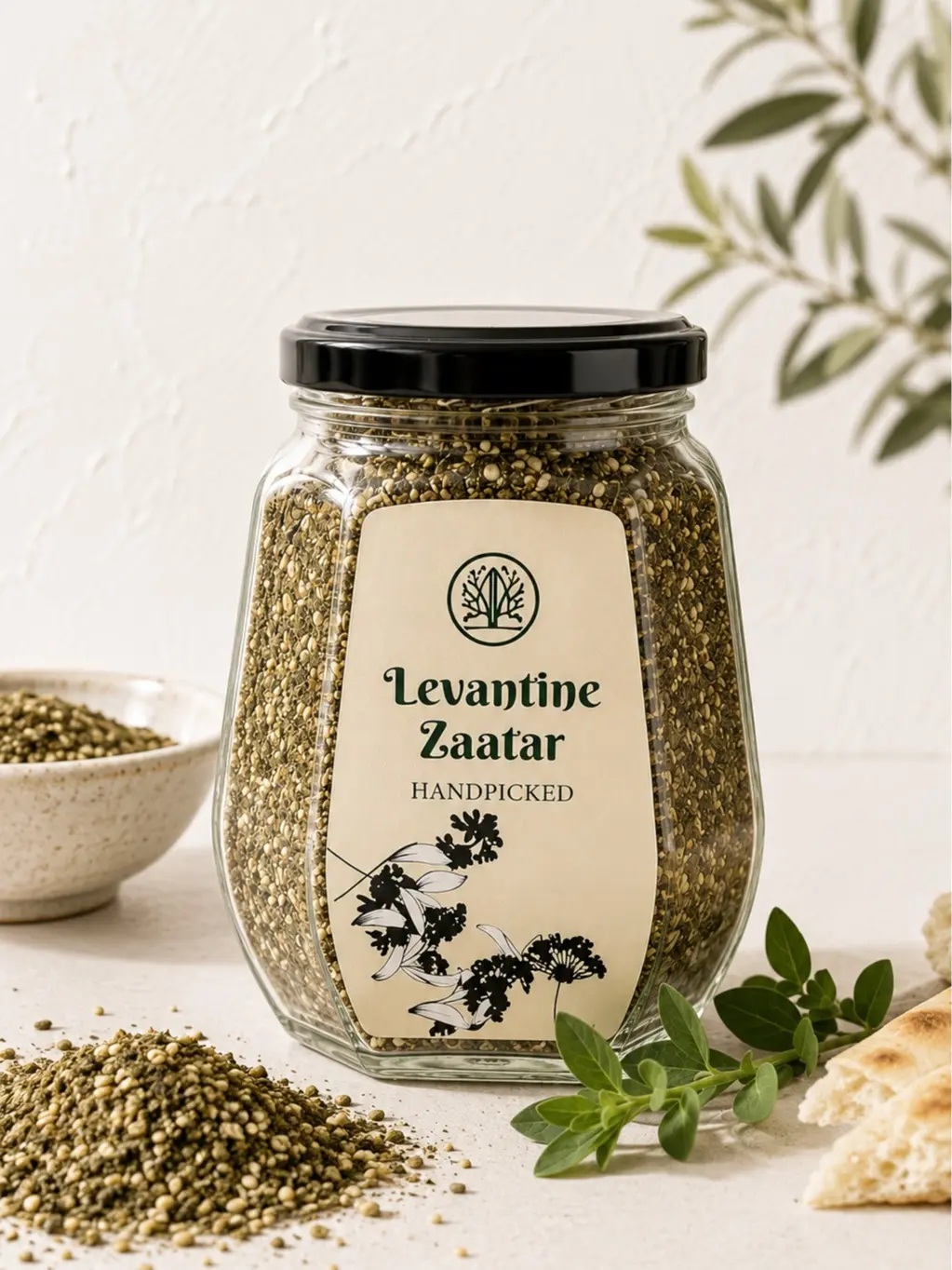 Levantine Wild Handpicked Zaatar Seasoning Blend (8.45 Oz) | Mediterranean Spice Blend for Bread, Olive Oil, Grilled Meat, Vegetables, Dips, Salads & Everyday Cooking