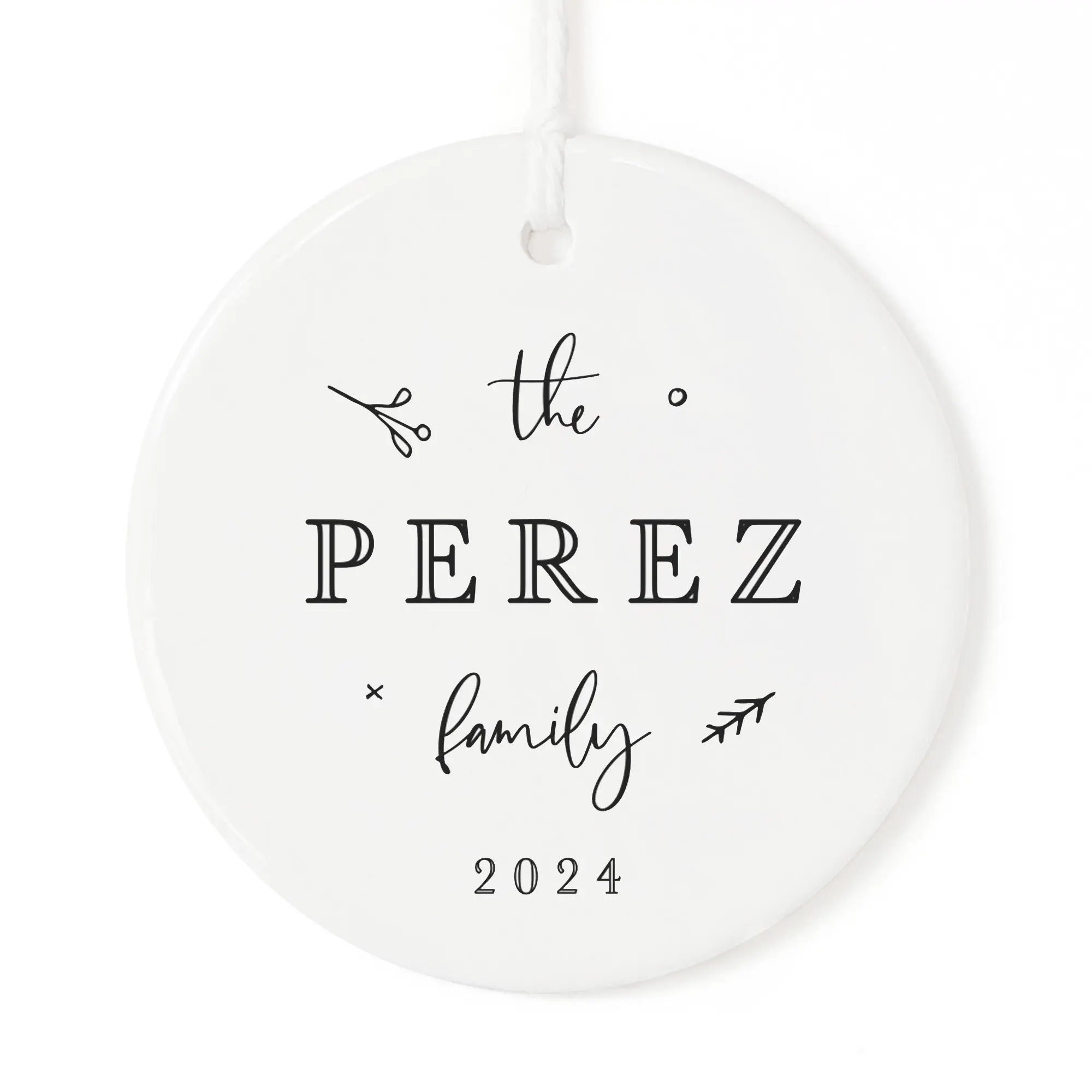 Personalized Last Name and Date Christmas Ornament