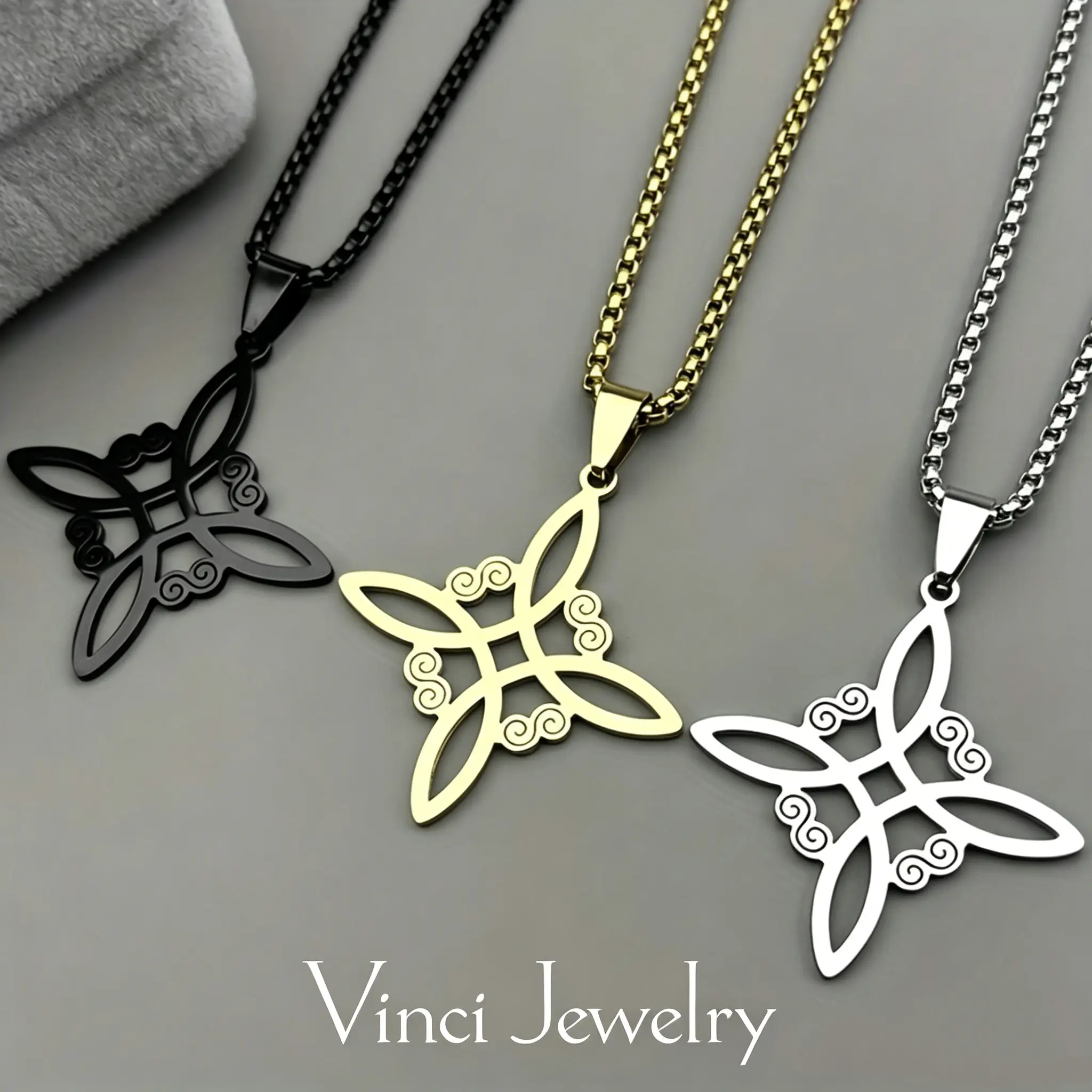 925 Sterling Silver Celtic Knot Pendant Necklace with Celtic Knot Design, High Quality 18K Gold Palted, Elegant Jewelry for Pagan Wicca Lover, Perfect for Witches for Daily Wear, Dark style