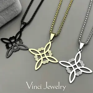 925 Sterling Silver Celtic Knot Pendant Necklace with Celtic Knot Design, High Quality 18K Gold Palted, Elegant Jewelry for Pagan Wicca Lover, Perfect for Witches for Daily Wear, Dark style