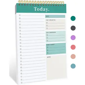 Daily To Do List Notepad - 52 Sheets Spiral Planner Checklist Notebook Work Organizer Planning Pad Perfect for Enhanced Productivity and Tasks Goal Achievement - Green