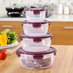 8-Piece Food Storage Containers Set (4 Containers & 4 Lids), Transparent, Microwave Safe, Ideal for School Travel Picnic