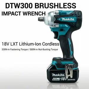 Makita DTW300 Impact Wrench – High Performance 18V Tool, 4 Mode Speed Control, Designed for Construction, Mechanical Repair and Fastening Jobs
