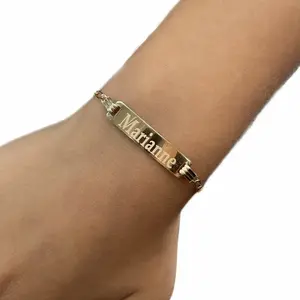14KT Gold Figaro Baby Bracelet for Kids Personalized Name