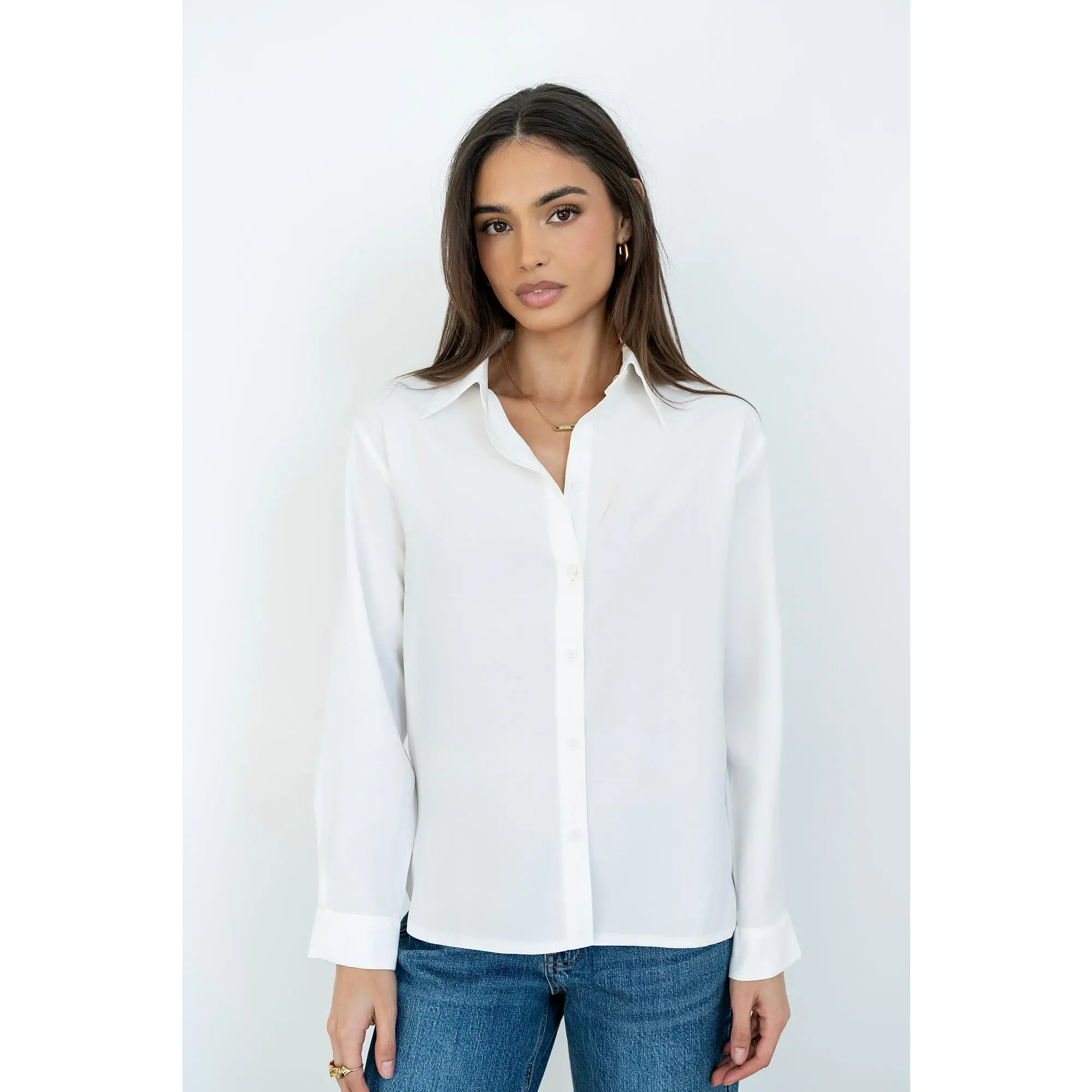 Tacie Button Up in White