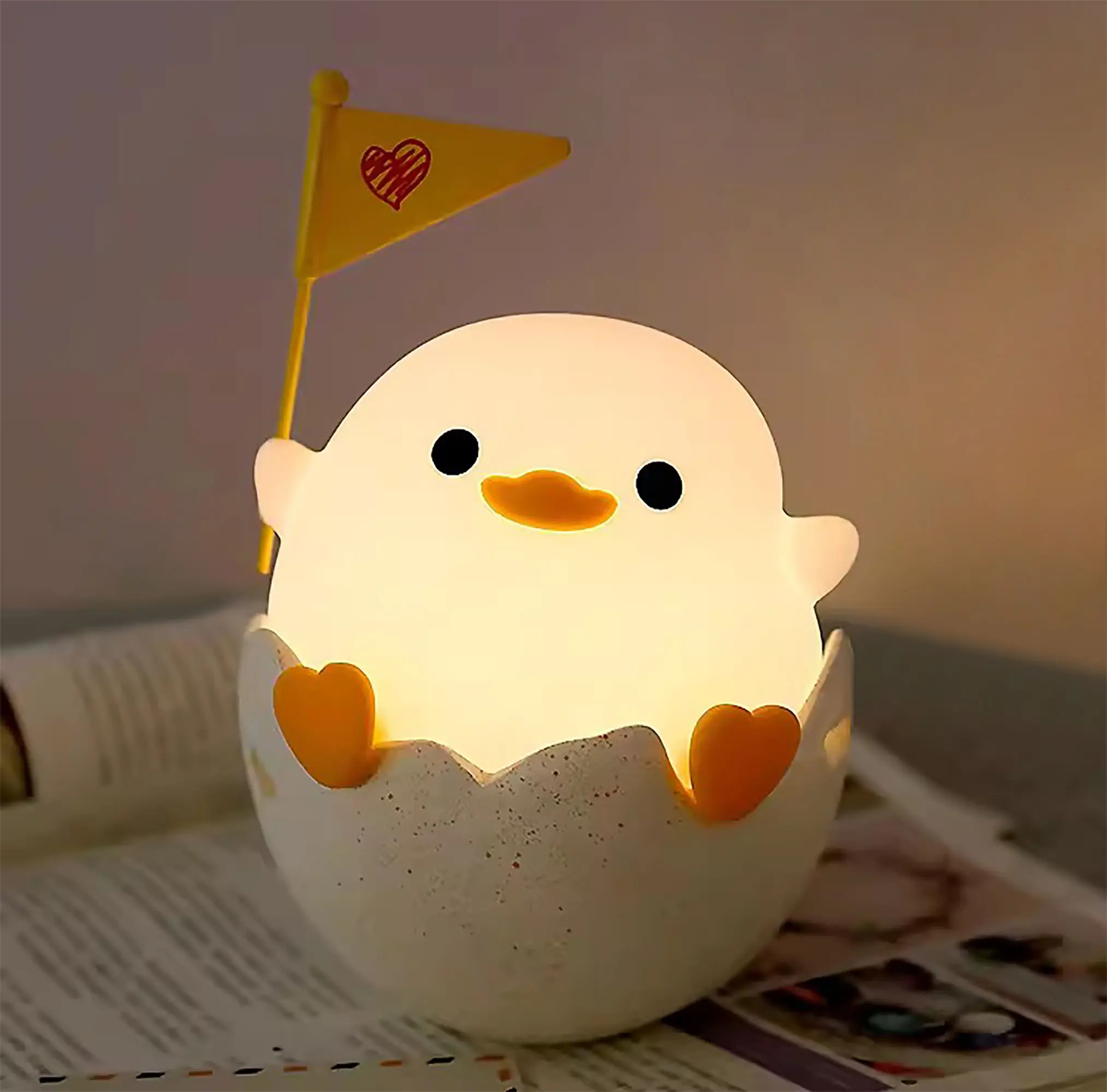 Adorable Rechargeable Chicken LED Night Light - Adjustable Brightness, Soft Silicone Bedside Lamp - Ideal Christmas Gift for Kids & Home Decor