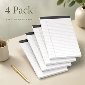 4-Pack Notebooks, 5x8 Inch College Ruled Notepads, Tear-Off Pages, Narrow Line Writing, Ideal for Study, Office, School, Home, Work