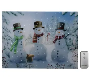 LumaBase B/O Lighted Wall Art- Cheerful Snowmen