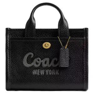 Coach Cargo 20 Logo-Print Pebbled Leather Tote Bag with Gold Hardware for Women