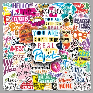 100 PCS Motivational Slogan Phone Stickers, Peel-and-Stick Self-Adhesive Aesthetic Multi-Color Stickers for Teens, Ideal for Planner, Laptop, Journaling (Positive Affirmations Design), Peel-And-Stick Phone Stickers