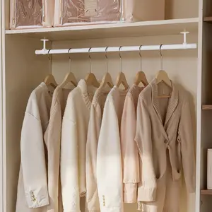 Closet Rods for Hanging Clothes, 17 to 37 inch Adjustable Ceiling/Wall Mounted Heavy Duty Clothes Hanging Rod Clothing Bar, Closet Poles for Wardrobe
