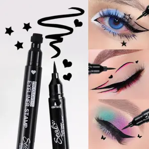 Double Head Moon Star Heart Flower Liquid Eyeliner Pen Black Stamp Makeup Seal Eyeliner Pencil Waterproof Cosmetic Eye Makeup Products Eye Makeup Supplies