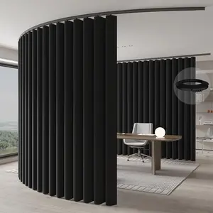 Room Divider Curtains Ceiling Curtain Track Set for Blackout and  (Black Curtain + Black Track) 106" W x 84" L -