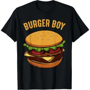 Funny Hamburger and Cheeseburger T-Shirt – 100% Cotton Burger Boy Graphic Tee