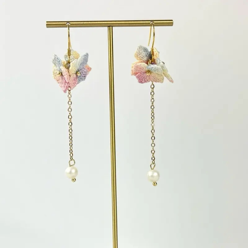 Micro Crochet Hydrangea Flower earrings
