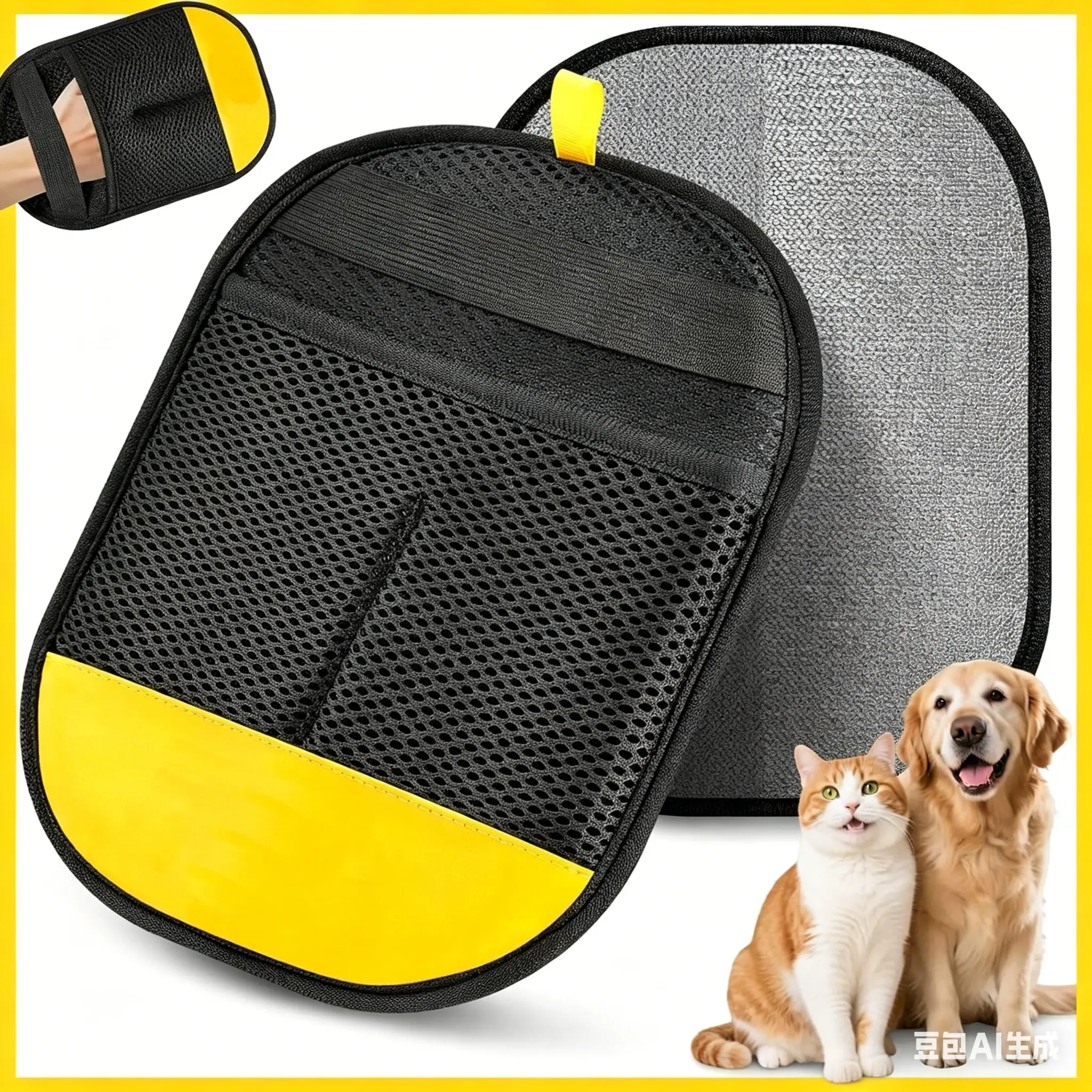 Reusable Electrostatic Hair Removal Gloves for Cats & Dogs, 2-Way Brush Sticky Grooming Cleaning Tool, Pet Supply Gift for Pet Lovers
