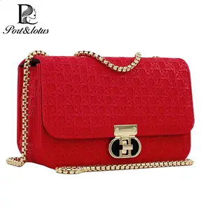Port&Lotus Knitted Fashion Chain Shoulder Handbags for Women Elegant Underarm Bag Versatile Cross Shoulder Small Square Bag for Women