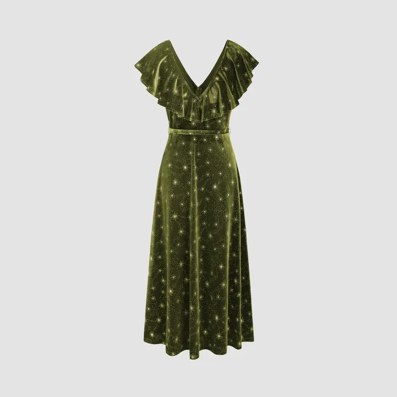 green emerald velvet dress Amazon.com: CIDER Velvet Dress Floral Cut Out Sleeveless Cocktail Party V  Neck Knotted Velvet Midi Dress Wine : Clothing, Shoes & Jewelry main image 1