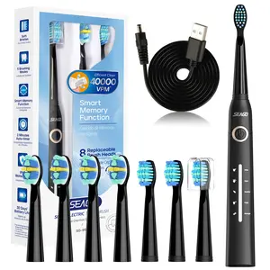 Electric Toothbrush, Rechargeable Power Toothbrush with 8 Brush Heads, Sonic Toothbrushes 40,000 VPM, 5 Cleaning Modes with Teeth Whitening rechargeable toothbrush electric toothbrush Waterproof Cleansing