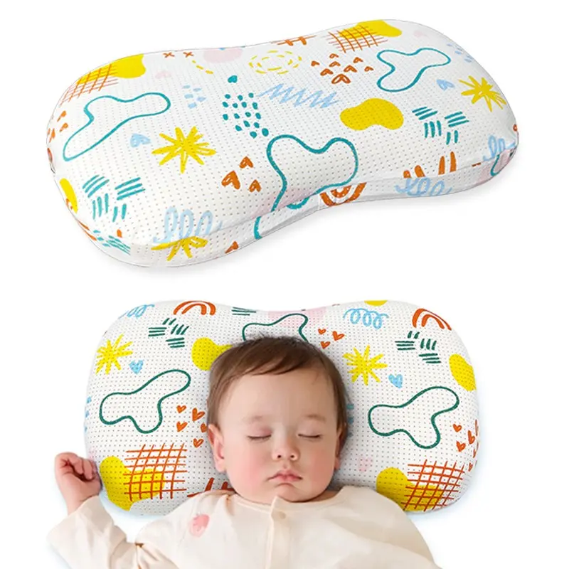 Adjustable-Height Silicone Infant Pillow with Removable Core — Washable (Hand or Machine), Breathable, Dust Mite Resistant, and Antibacterial. Made from Food-Grade Silicone that is Soft and Gentle on the Skin.