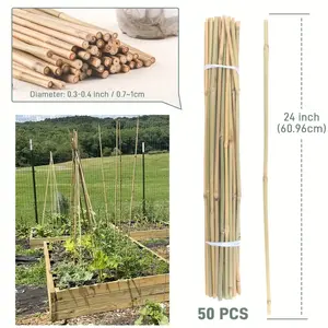 GrowJoy Bamboo Plant Stakes 50-Pack - 24-Inch Bamboo Design for Tomatoes, Vegetables, & Climbing Plants - No Warranty Available