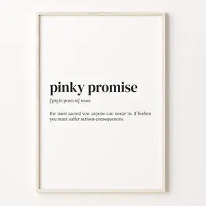 Pinky Promise Definition Print Poster No Framed, Dictionary Poster, Quote Wall Art, Best Friend Art Gift, Gift Best Friend, Pinky Promise Gift Poster Prints No Framed, Gifts For , Art Prints, Wall Art Home Decor, Vintage Poster Art