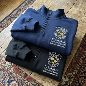 Resident Evil STARS Raccoon Embroidered Zip Quarter, Umbrella Corporation Tee, Leon Kennedy Shirt, Horror Game Merch, Gamer Gift