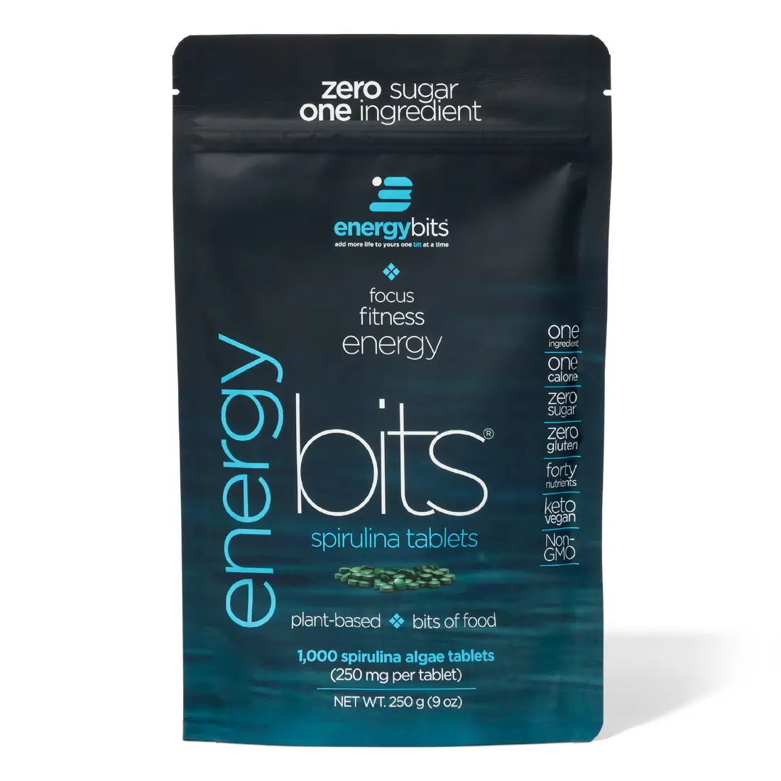 ENERGYbits Spirulina Algae – High Protein Superfood, Natural Energy & Focus Support, Vegan, No Caffeine, 1 Calorie Each - Large Bag