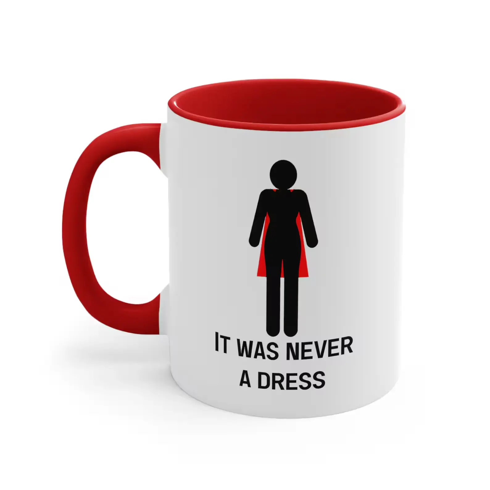 Women's 11oz Ceramic Mug - Classic Feminist Theme Drinkware with Empowering "It Was Never A Dress" Quote, Women Empowerment Birthday Gift for Coffee, Tea Lovers, Birthday Gifts