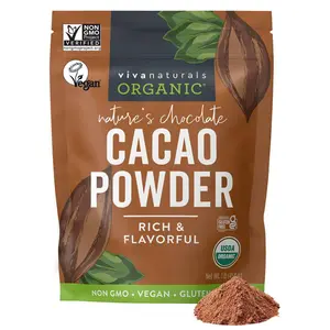 Organic Cacao Powder, Unsweetened, 1 lb (454 g) – Rich Dark Chocolate Flavor, Perfect for Baking, Smoothies & Hot Chocolate – Vegan, Keto, Paleo, Non-GMO & Gluten-Free Cocoa Powder
