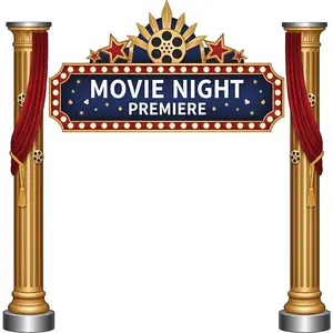 3 count Movie Night Porch Sign Banner - Movie Party Decorations, Movie Theater VIP Sign for , Outdoor & Indoor Movie Theme Party Decor