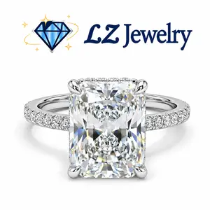 #14（Raidiant 4CT）925 Sterling Silver Synthetic Moissanite Ring