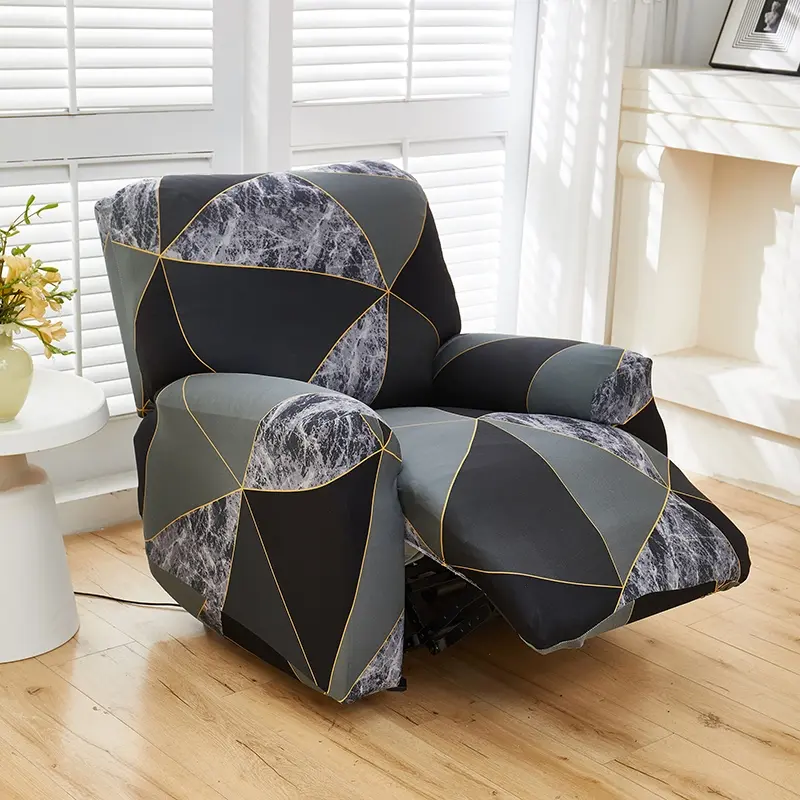 European Style Printed Milk Silk Elastic Recliner Sofa Set, Includes Backrest and Two Armrests, Durable Fabric, Easy Care, Sofa Covers Washable, Ideal for Hotel Restaurant Office, Elastic Sofa Slipcover, Washable Couch Slipcover