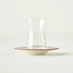 Indian Tea Glass Set with Saucers (6-Piece)