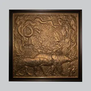 Brass Jungle Theme Art Panel - Handcrafted Children's Room Wall Decor