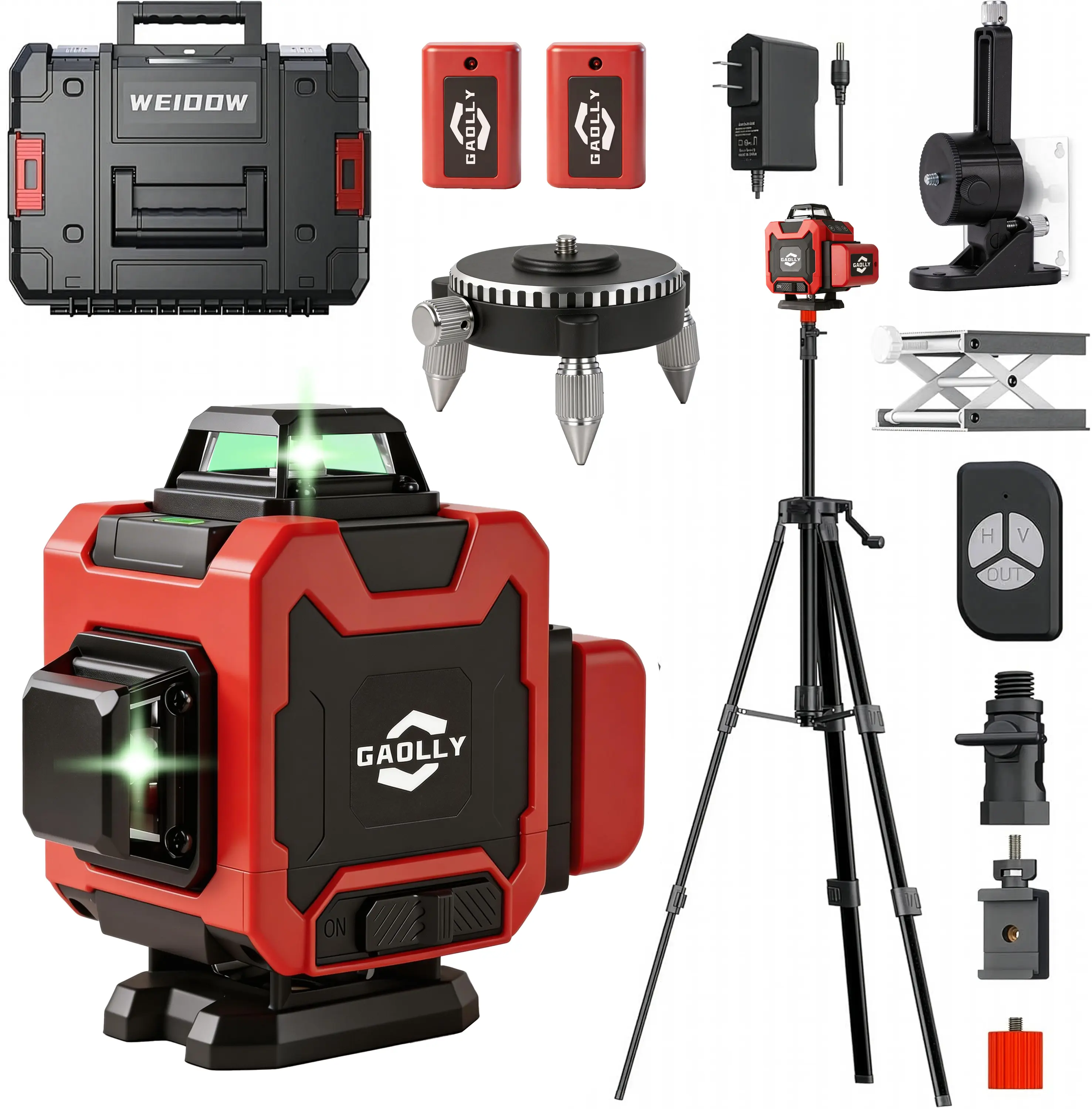 summervibes 16 Lines Green Laser Level Pro, 4x360° 4D Green Cross Line Professional for Construction, Two 360° Vertical and Two 360° Horizontal Laser Level Pulse Mode and Remote Controller