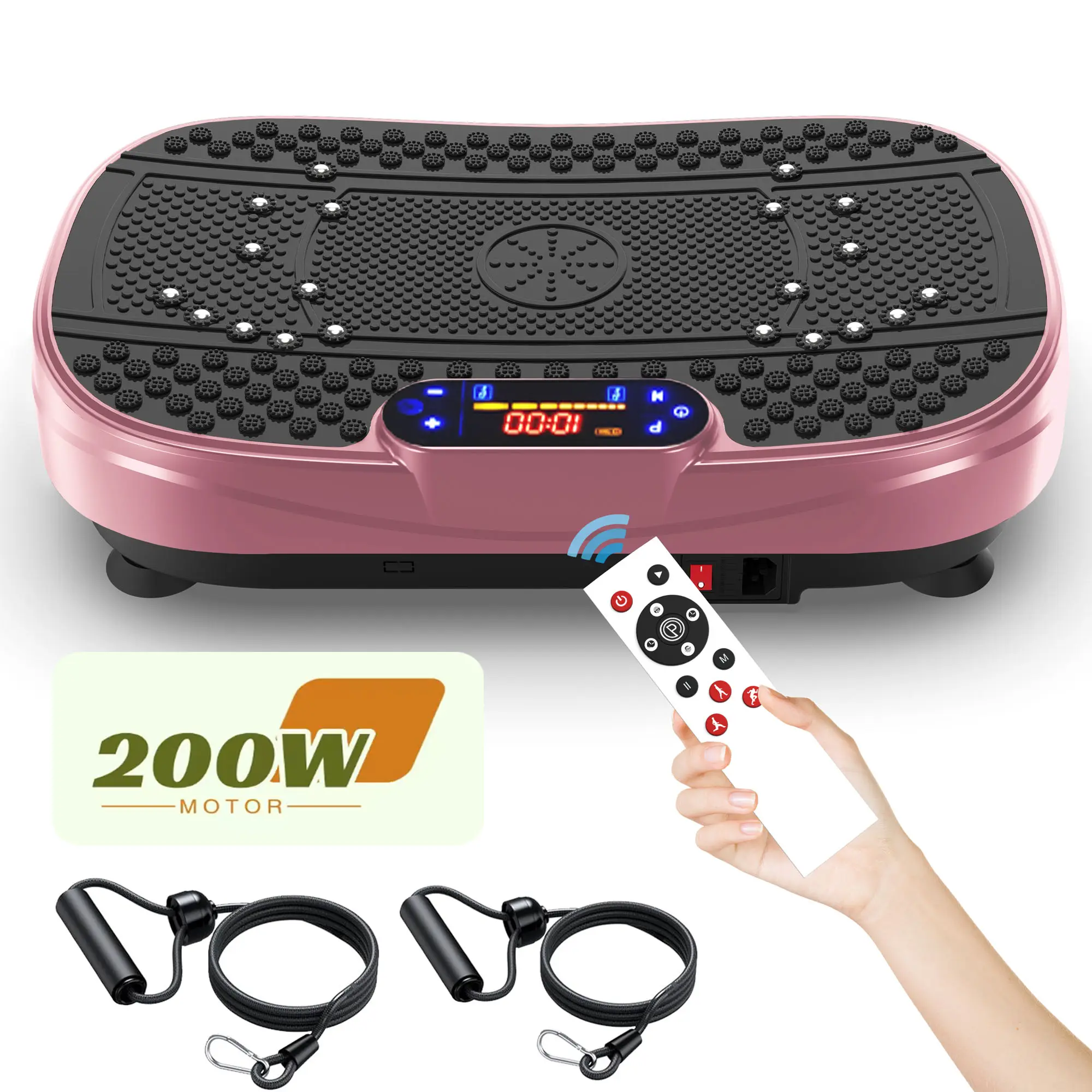 【KINMAC】330lbs Vibration Plate Exercise Machine with Adjustable Settings & Resistance Bands for Workout Fitness Platform Stand Board for Home Gym Office