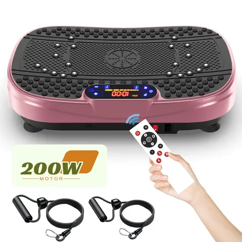 【KINMAC】Unisex Portable Vibratory Plate Machine - At Home Gym Equipment, Curved Panel, 330lbs Capacity, Speed 1-120, Adjustable Settings, Resistance Bands, Shock-Absorbing Feet, Compact for Home or Office, Easy to Use