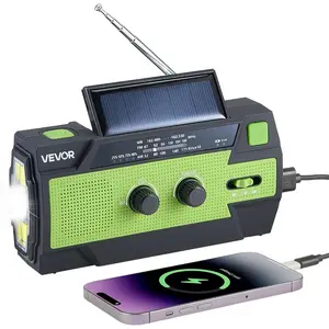 VEVOR Emergency Weather Radio, 2000mAh Battery, FM/AM/WB/NOAA Alert Solar Hand Crank Emergency Radio, with USB Charging Cable, SOS Alarm and Flashlight, Portable for Outdoor Emergencies, CampingVEVOR Super Brand Day