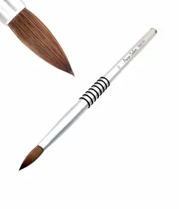 PURE COLOR #8 Kolinsky Hair Acrylic Nail Brush - Silver Oval Handle, Professional Precision Control Care Tool, Brush Cleaner Ready, Monomer Compatible for Youth-Focused Nail Art