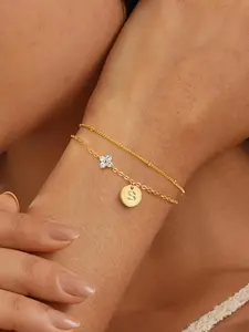 Clover & Letter Design Bracelet, Fashionable Jewelry for Women & Girls, Trendy All-match & Exquisite Jewelry for Birthday Gift