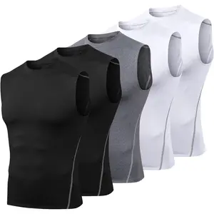 5 Pack Men's Compression Sleeveless Shirts, Dry Fit Athletic Base Layer Tank Top,  Running Gym Workout Shirts