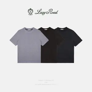 LazyRoad Old Money Style Silk-Wool Blend T-Shirt, Light Luxury Solid-Color Basic Short-Sleeve (COFFEE\DARK GRAY\LIGHE GRAY)-16268
