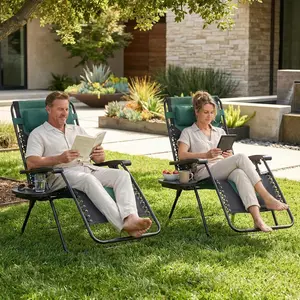 Foldable Zero Gravity Recliner, Equipped with Adjustable Pillow and Cup Holder, 400LBS Load-bearing for Outdoor Camping Yard